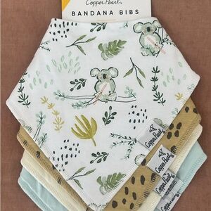 Copper Pearl Koala Bandana Bibs Set - Green, Tan, Cream
